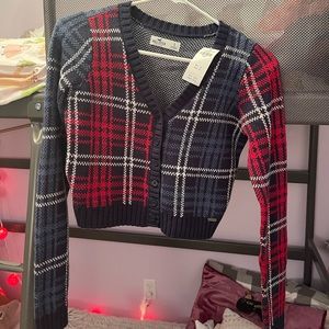 NWT Hollister plaid cropped cardigan SZ small